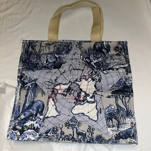 DIOR Around The World Straw Tote Bag NIB Christian Dior Parfums Beauty - Picture 8 of 15